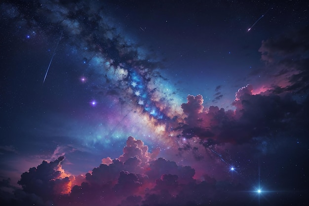 Premium AI Image | Vibrant night sky with stars and nebula and galaxy