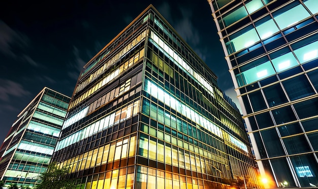 Vibrant Nighttime Office Building