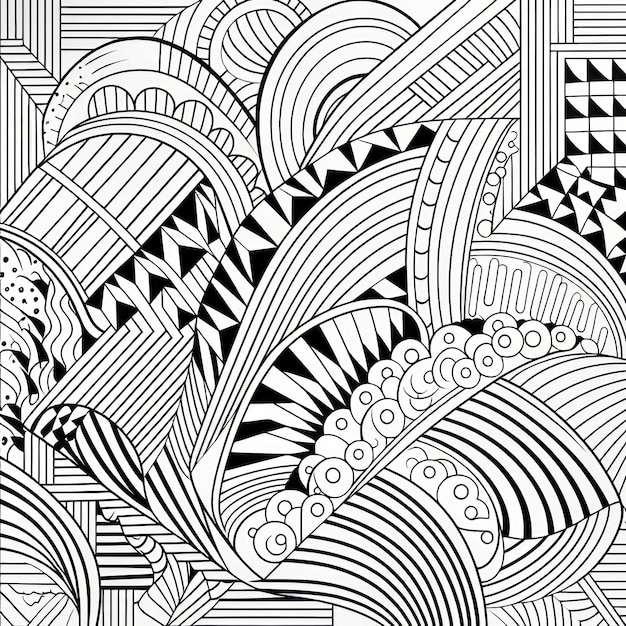 Foto vibrant nostalgia 80s thematische zendoodle kleurpagina voor volwassenen