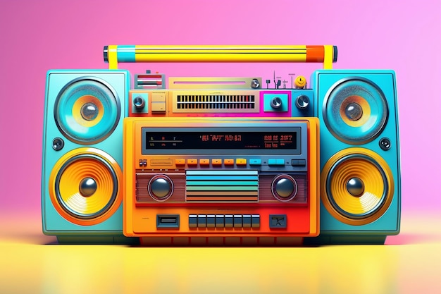 Vibrant Nostalgia Colorful Retro Boombox Generative By Ai