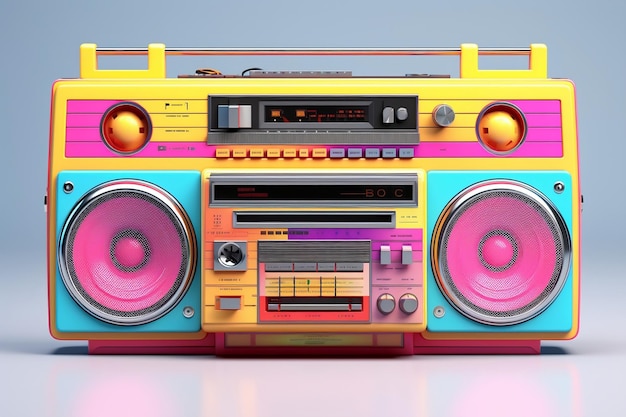 Vibrant Nostalgia Colorful Retro Boombox Generative By Ai