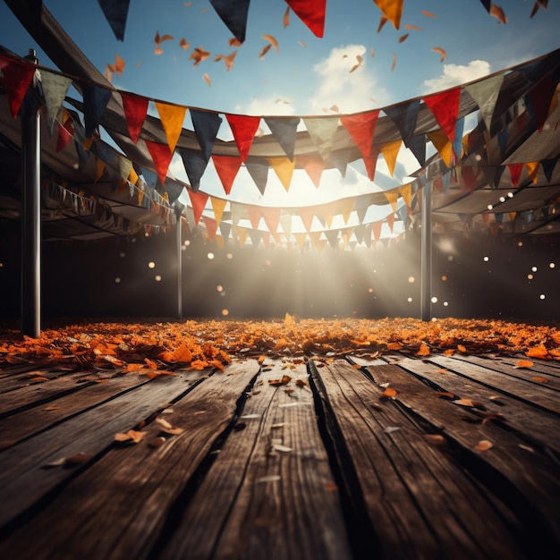 Vibrant Octoberfest scene with German flags inviting space for text For Social Media Post Size