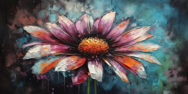 Vibrant Oil Painting of a Single Large Flower in 4K Resolution