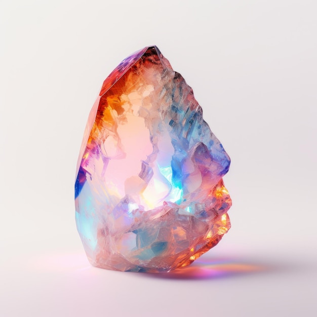 Живой опал-кристалл Реалистичное изображение света на белом фоне