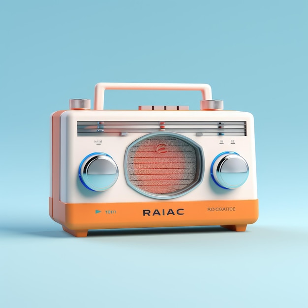 Vibrant Orange 3D Rendered Radio A Miniature Masterpiece Measuring 3x18x6 Inches