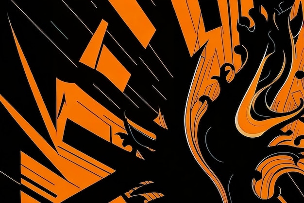 Vibrant Orange Abstract Comic Style Art