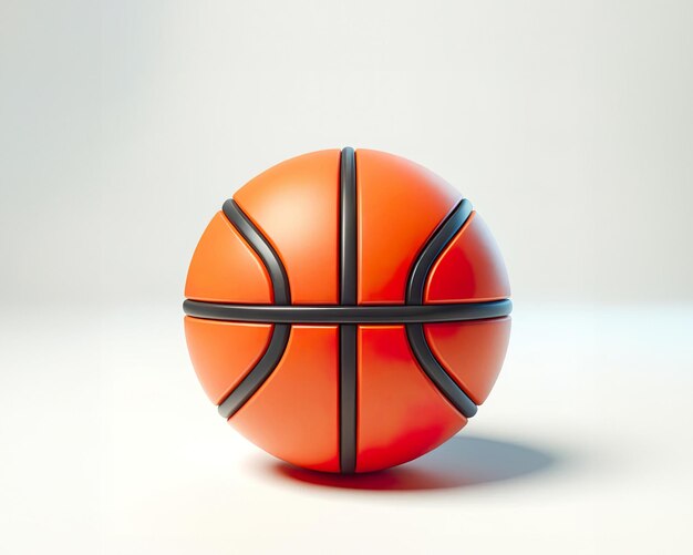 Яркий оранжевый баскетбольный мяч с темными швами на белом фоне