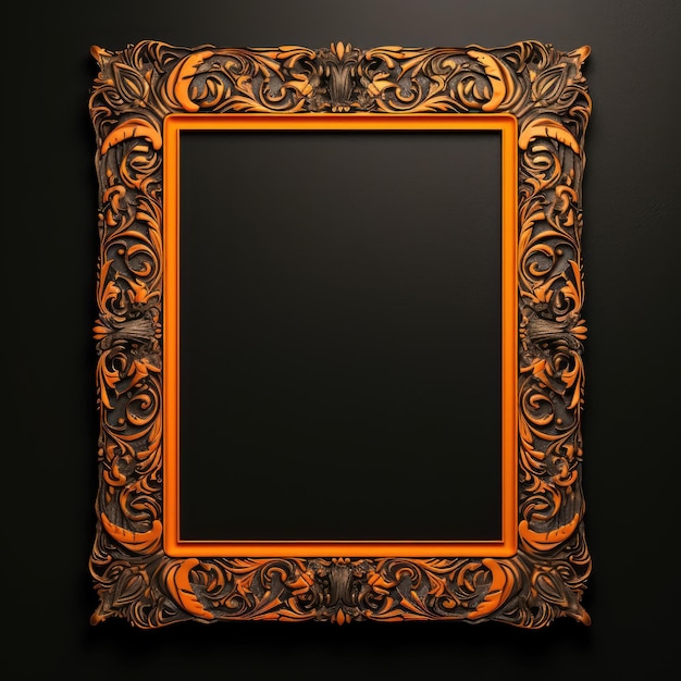 Vibrant Orange Frame Pops Against Luxurious Black Background