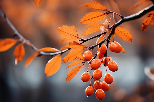 자연의 배경에 활기찬 오렌지 잎