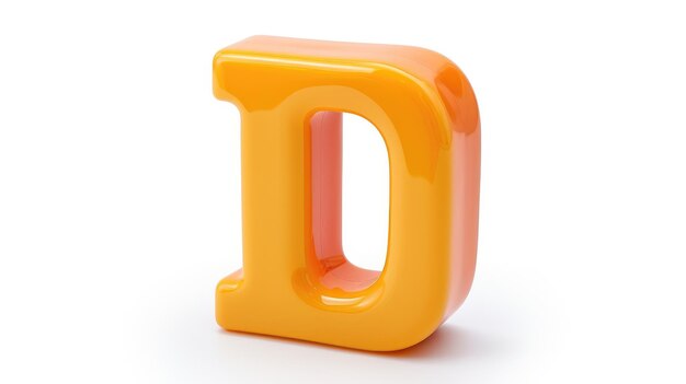 Vibrant Orange Plastic Letter Floating on Clean White Surface On a Clear PNG or White Background