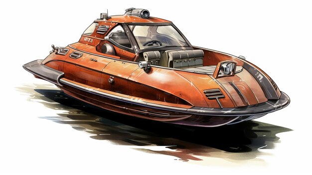 Photo vibrant orange submersible vehicle a stunning watercolor illustration