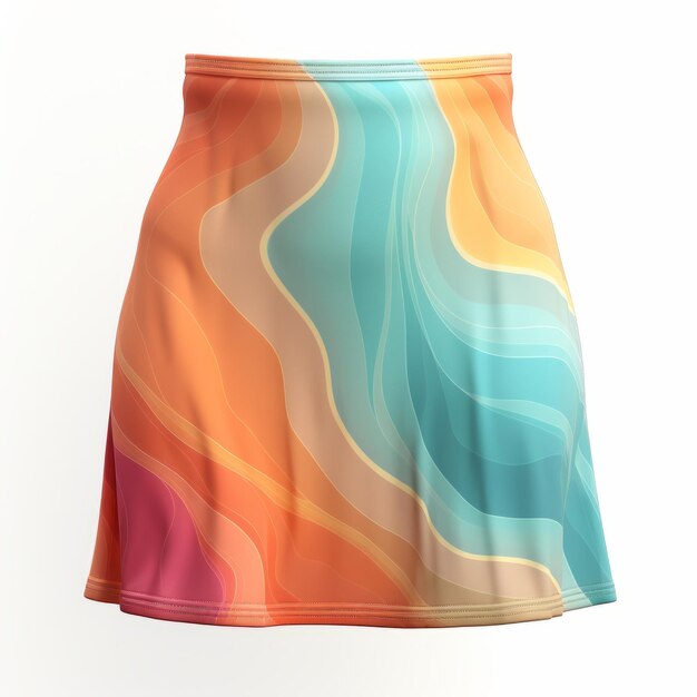 Photo vibrant orange and turquoise swirled skirt with luminous shadows