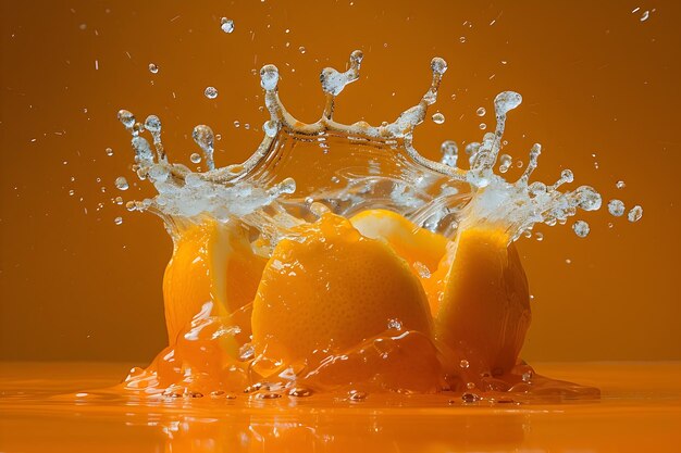 Vibrant Orange Water Splash with Crown of Droplets