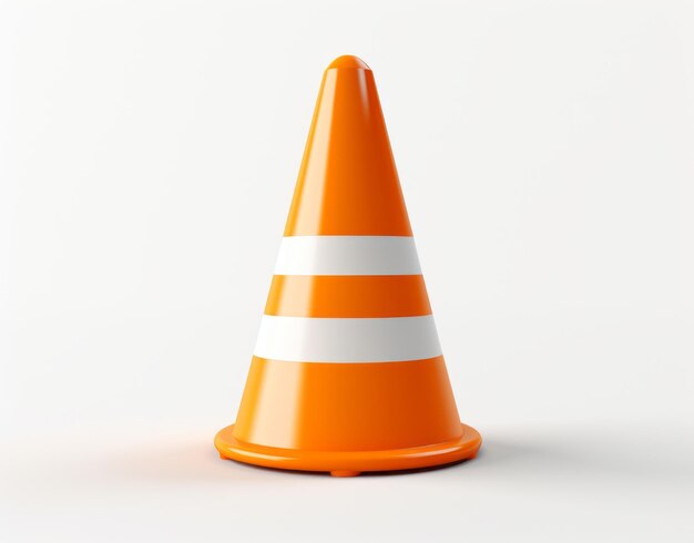 Photo vibrant orange and white traffic cone an eyecatching isolation image