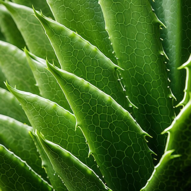 Vibrant Organic Aloe Vera Leaf Detailed Closeup Image In Jean Nouvel Style