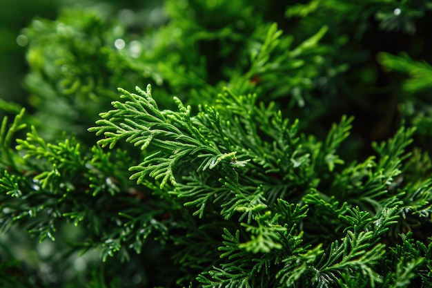 Vibrant Oriental Arborvitae Foliage CloseUp Leaf Texture voor botanisch ontwerp en achtergrond