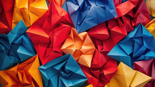 Vibrant origami paper creates captivating abstract wallpaper
