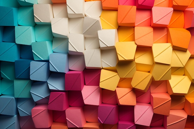 Vibrant origami papier met zeshoekige textuur