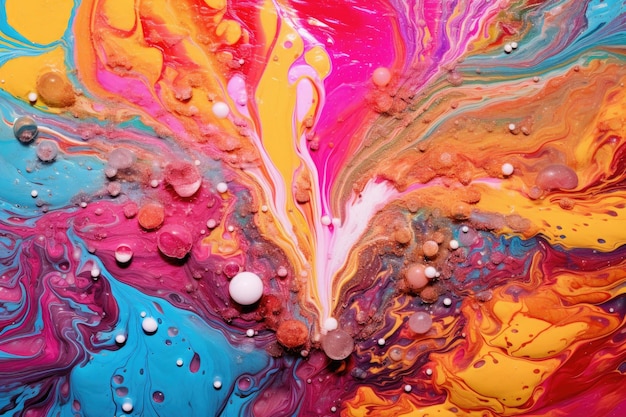 Vibrant paint swirls mixing in water created with generative ai