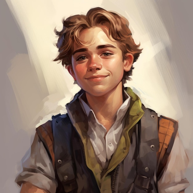 Vibrant Painting Of Smiling Teenage Xorn In Shirt And Vest