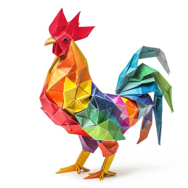 Foto vibrant paper chicken stunning origami pet design creatief polygon kunst