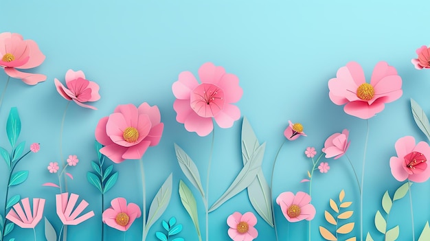 Vibrant Paper Craft Bloemlijke lente achtergrond