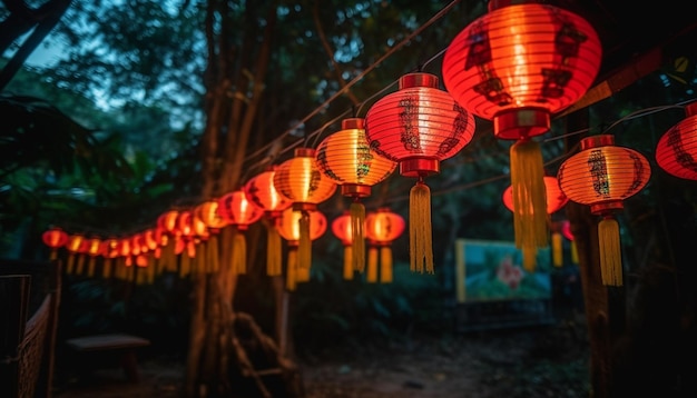 Vibrant paper lanterns illuminate traditional festival in Vietnamese culture generated by AI