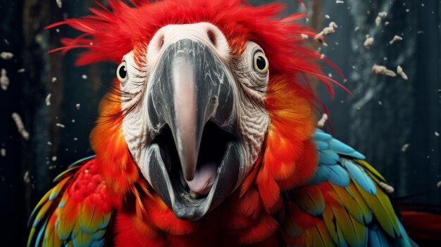 Photo vibrant parrot portrait a humorous and surprised bird in stefan gesell39s style