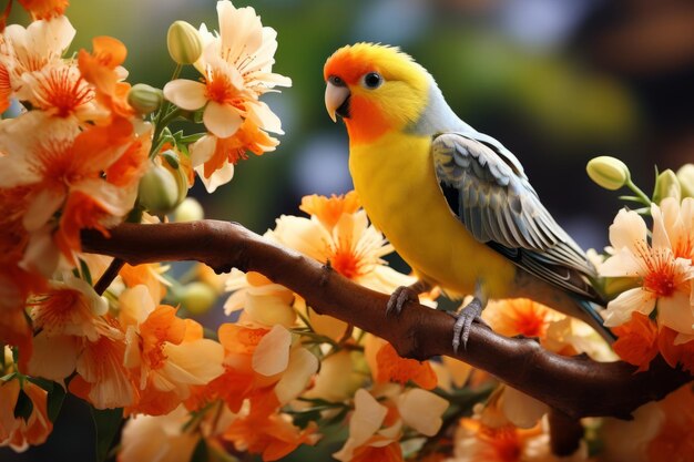 Vibrant Parrot Among Tropical Blooms