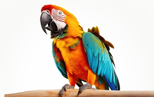 Vibrant Parrot on White Background