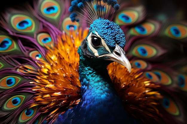 Vibrant Peacock CloseUp Display