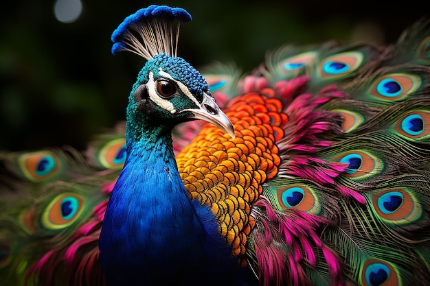 Foto vibrant peacock display (esposizione del pavone vibrante)