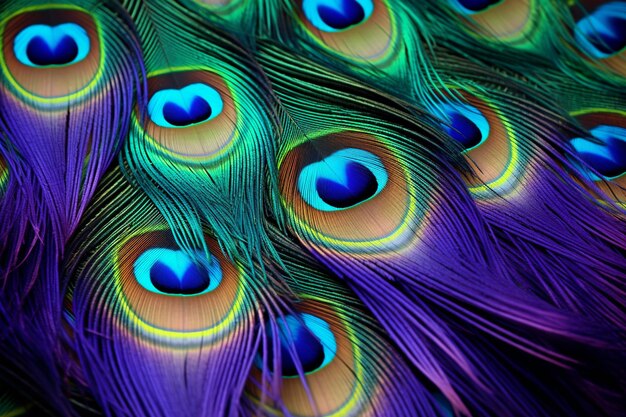 Photo vibrant peacock feathers showcase nature beauty and elegance generated