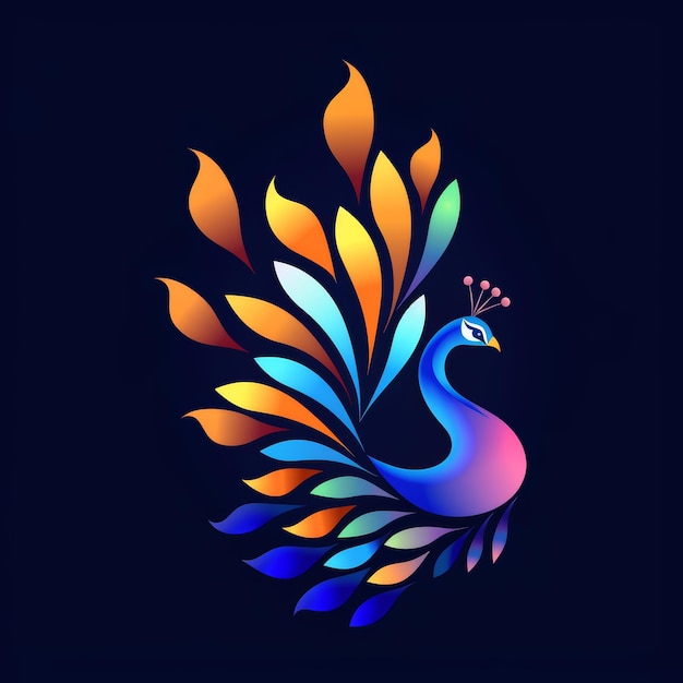Foto vibrant peacock inspired brand logo generatieve ai