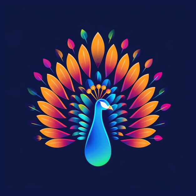 Photo vibrant peacock inspired brand logo generative ai