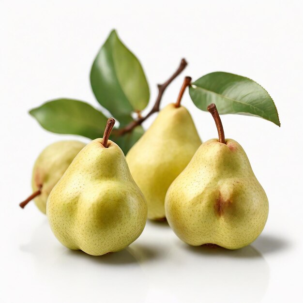 Vibrant Pears on Solid White Background