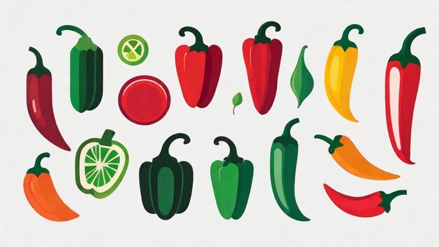 Photo vibrant peppers in all shapes