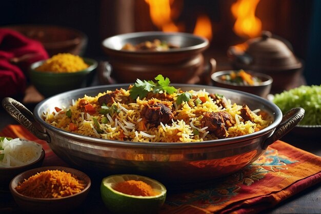 Foto una foto vivace di biriyani adventure a gastronomic