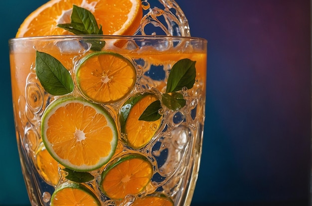 Photo vibrant photo of bubbly oj in glass