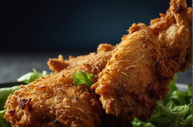 vibrant photo of A closeup shot of a crispy chicken