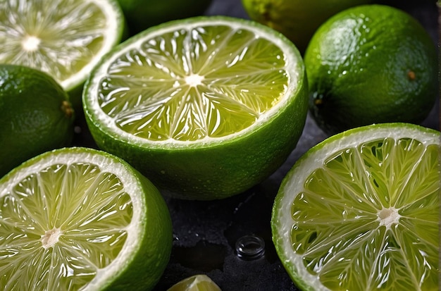 Photo vibrant photo of coldpressed lime juice