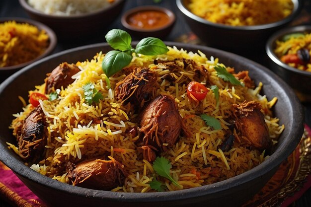 vibrant photo of Delicious Dum Biryani Closeup