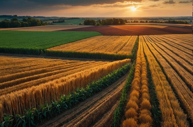 Foto foto vibrante di harvest fields