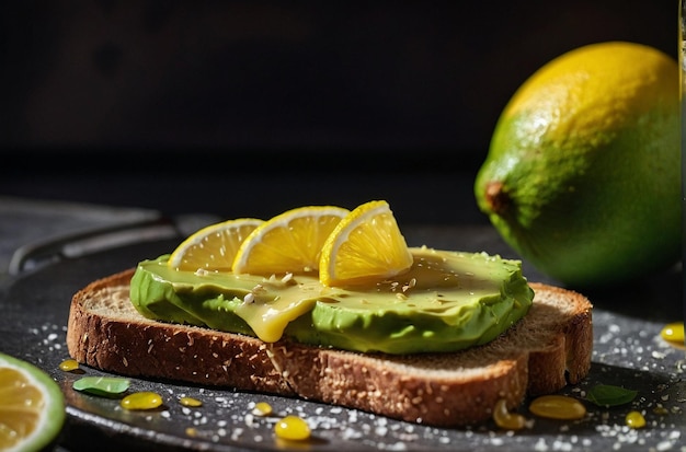 vibrant photo of Lemon juice on avocado toas