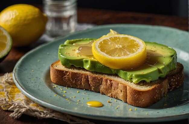 vibrant photo of Lemon juice on avocado toas