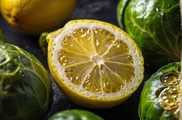 vibrant photo of Lemon juice on Brussels s