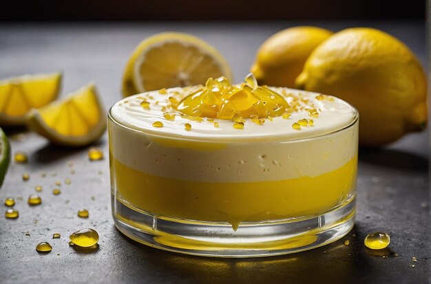 vibrant photo of Lemon juice garnishing lemon