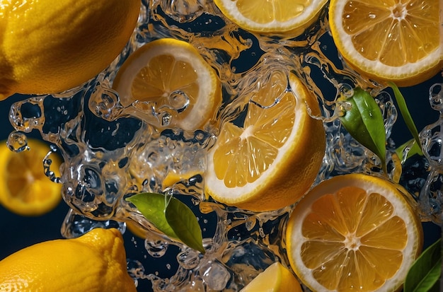 Photo vibrant photo of lemon juice in iced tea