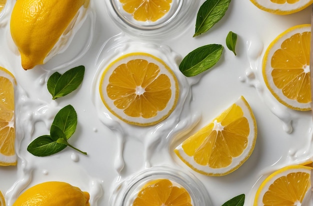 Photo vibrant photo of lemon juice mixed in yogurt par