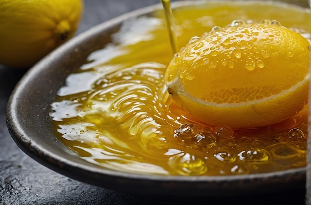 수프 스튜 에 있는 레몬 주스 의 활기찬 사진